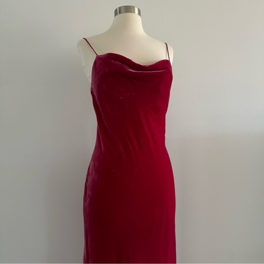 NEW Banana Republic Rita Maxi Velvet Dress XS Bright Berry - Picture 3 of 11